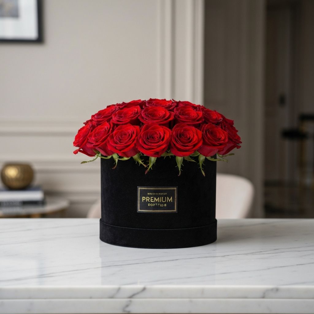 Caja floral premium como centro de mesa elegante